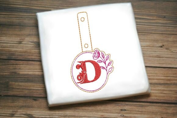 Floral Monogram Keychain D ITH for Apparel